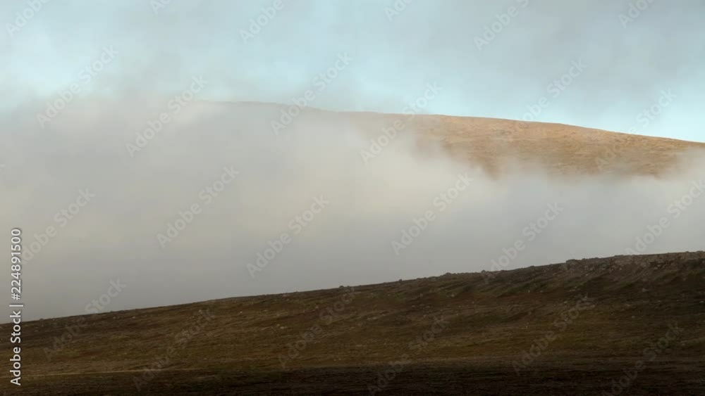 Fast moving morning mountain ground fog, Iceland.mov