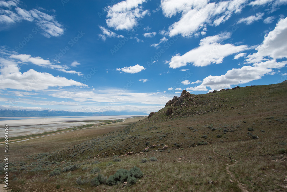 Antelope Island State Park in Utah. Beautiful landscape along the Great Salt Lake