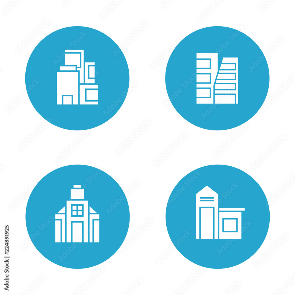 building and tower icons in blue buttons building and tower icons in blue buttons