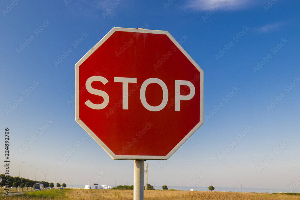 Stop sign by the City road