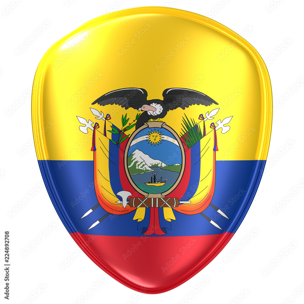 3d rendering of a Republic of Ecuador flag icon. 3d rendering of a Republic of Ecuador flag icon.