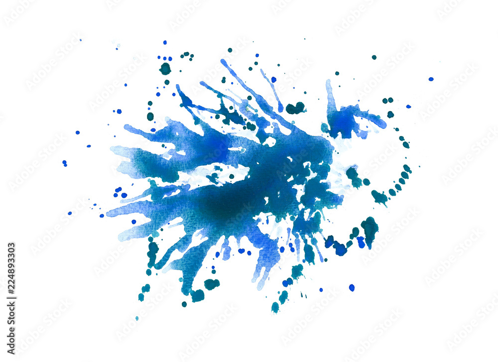 Naklejka premium Splash abstract watercolor background. Hand painted illustration.