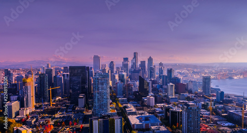 View of downtown Seattle skyline in Seattle Washington  USA