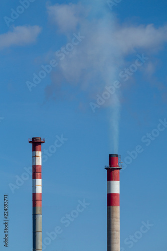 Smokestacks of the Rockwool plant in St. Eloy-les-Mines in France