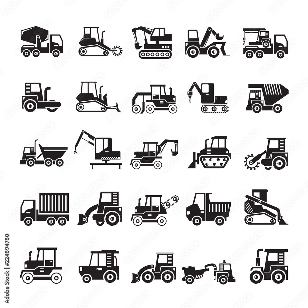 construction and mining equipment icons construction and mining equipment icons