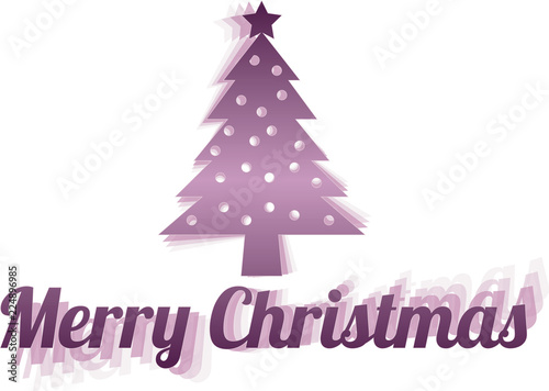 Felicitación de navidad con árbol de navidad morado.