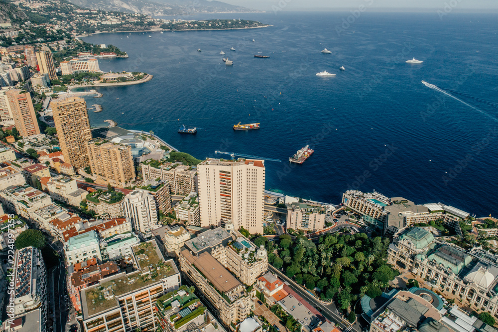 Yachts in port Monaco Monte-Carlo city riviera Drone summer photo