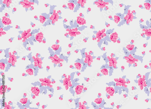 seamless pattern with pink flowers