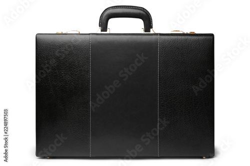 Black leather business briefcase photo
