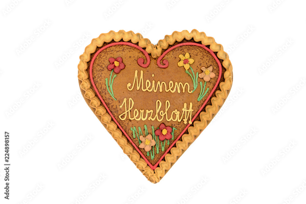 Gingerbread heart shape valentines day gift on white isolated background Gingerbread heart shape valentines day gift on white isolated background