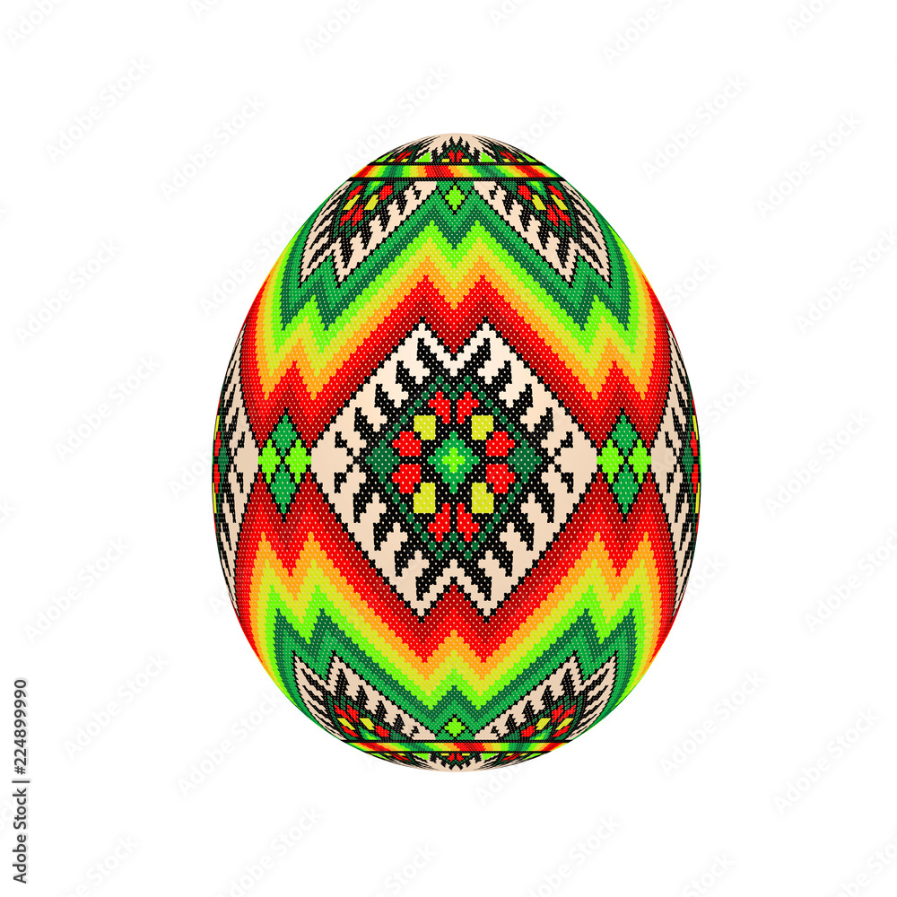 the easter egg with ukrainian cross-stitch ethnic pattern. pysanka ornament. isolated vector. the easter egg with ukrainian cross-stitch ethnic pattern. pysanka ornament. isolated vector.