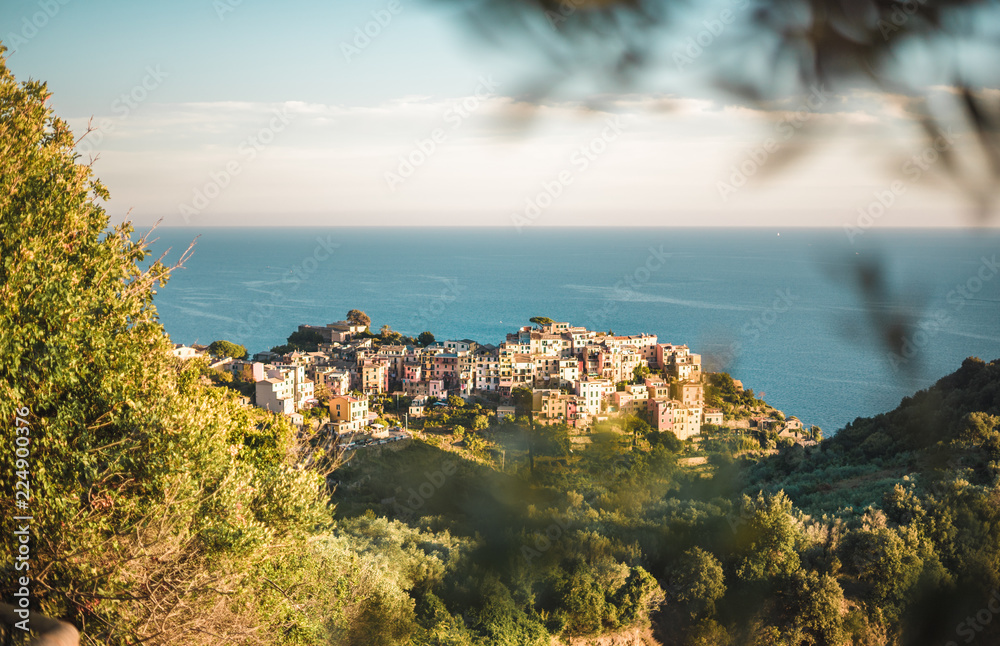 Corniglia in cinque terre natural sunset light for vacation tourists and sightseeing and a lot of nature natural view