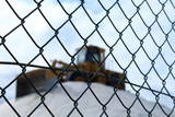 Bulldozer working on salt marsh location with wire fence and barbed wire