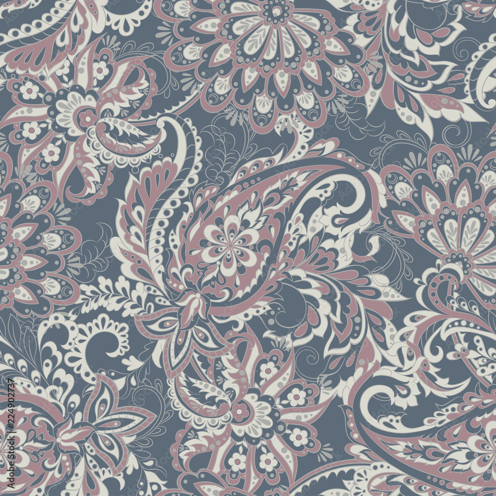 paisley seamless textile pattern in Asian batik style