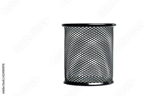 Black metal pencil basket