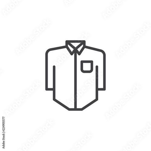 Long sleeve shirt with pocket outline icon. linear style sign for mobile concept and web design. Men's shirt line vector icon. Symbol, logo illustration. Pixel perfect vector graphics