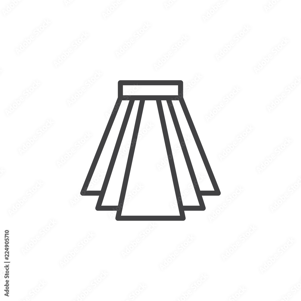 Pleated skirt outline icon. linear style sign for mobile concept and web design. Skirt simple line vector icon. Symbol, logo illustration. Pixel perfect vector graphics Pleated skirt outline icon. linear style sign for mobile concept and web design. Skirt simple line vector icon. Symbol, logo illustration. Pixel perfect vector graphics