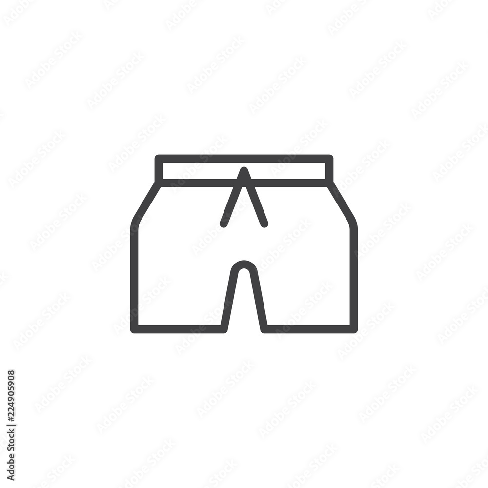 Short pants outline icon. linear style sign for mobile concept and web design. Shorts line vector icon. Symbol, logo illustration. Pixel perfect vector graphics Short pants outline icon. linear style sign for mobile concept and web design. Shorts line vector icon. Symbol, logo illustration. Pixel perfect vector graphics