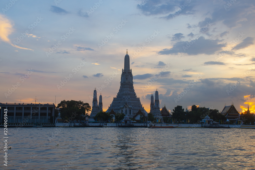 Beautiful Landmark of Bangkok, Thailand. This is Wat Arun temple during sunset.