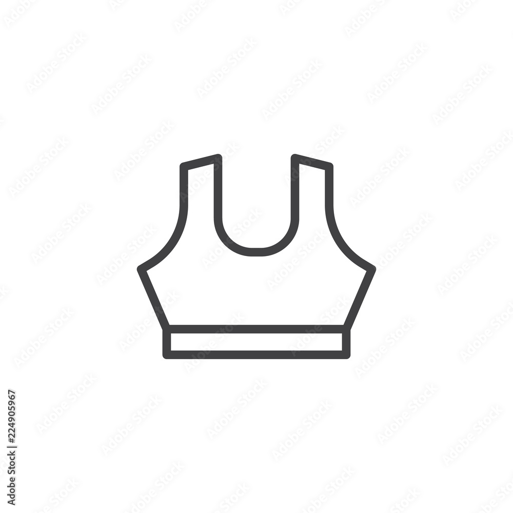 Women's sports bra outline icon. linear style sign for mobile concept and web design. Gym bra line vector icon. Symbol, logo illustration. Pixel perfect vector graphics Women's sports bra outline icon. linear style sign for mobile concept and web design. Gym bra line vector icon. Symbol, logo illustration. Pixel perfect vector graphics