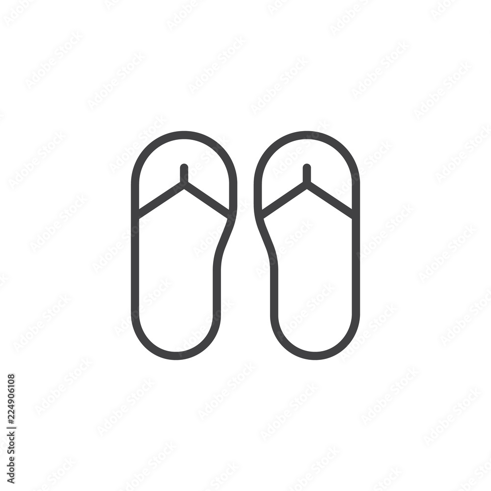 Flip flops outline icon. linear style sign for mobile concept and web design. slippers simple line vector icon. Symbol, logo illustration. Pixel perfect vector graphics Flip flops outline icon. linear style sign for mobile concept and web design. slippers simple line vector icon. Symbol, logo illustration. Pixel perfect vector graphics