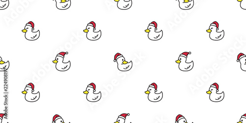 Fotografie duck seamless pattern Christmas vector rubber duck Santa claus Xmas tile backgro