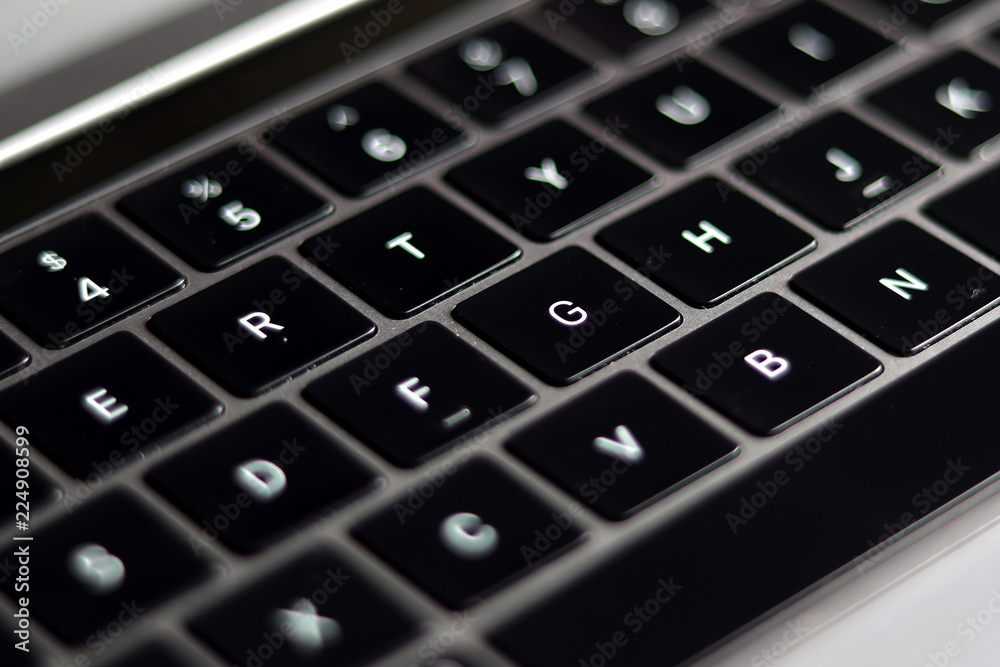 Laptop keyboard close up shot
