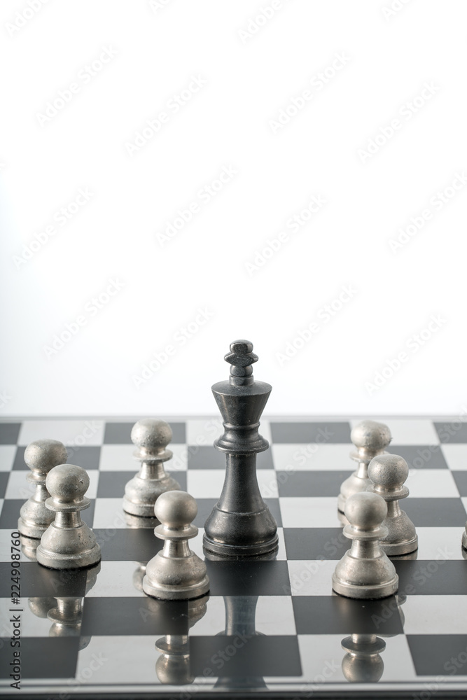 Fototapeta premium Chess business concept, leader teamwork & success