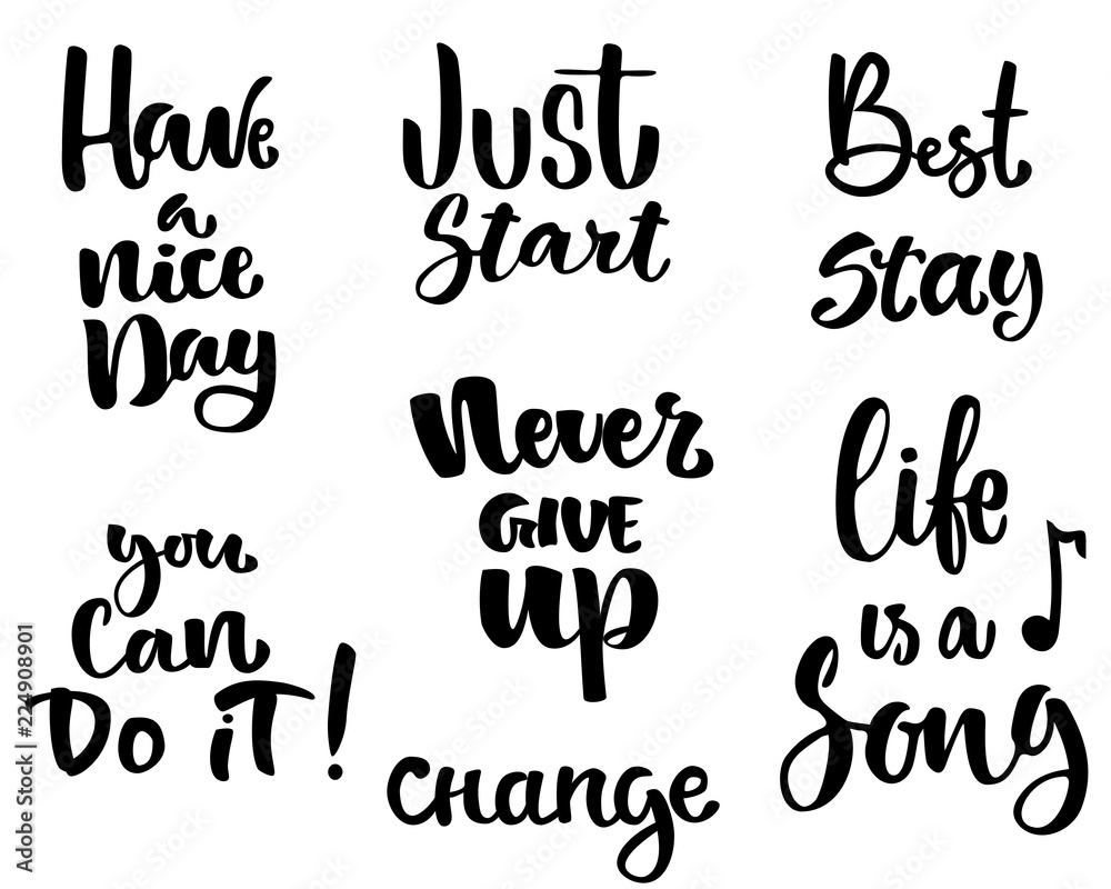 lettering set / motivation phrases / lettering for typography and postcard