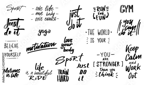 lettering set / sport motivation phrases / brush lettering photo