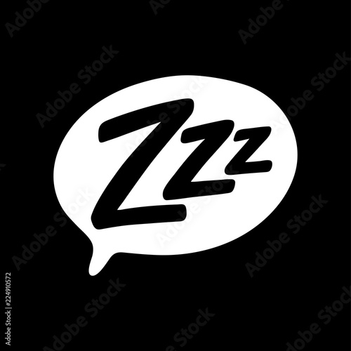 Z-z-z text on text bubble. Printable graphic tee. Design doodle for print. Vector illustration. Colorful tag. Cartoon hand drawn comic style. Icon for sleeping mode