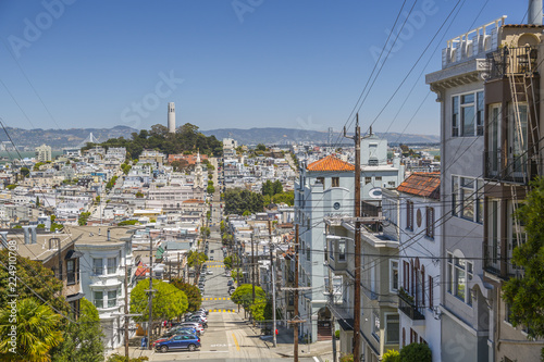 View of Coit Tower from Russian Hill, San Francisco, California