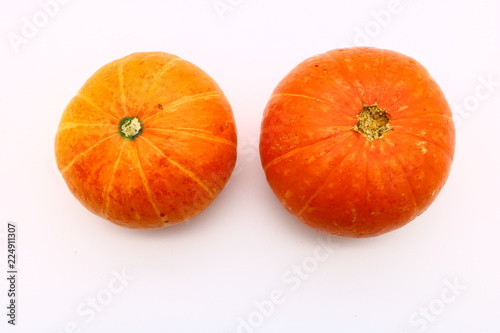 two pumpkin close-up, isolated
