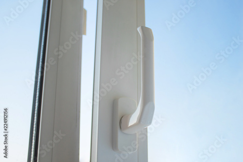 open PVC window on sky background