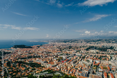 Nice city in the south of France on the azure coast a view from above Drone panorama