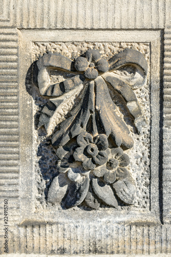 Sandstone coronal on pier of balustrade in Zwinger, Dresden, Germany. photo