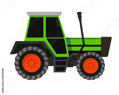 Isolated vector red tractor illustration
