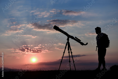 telescope with sky review, research and hobby