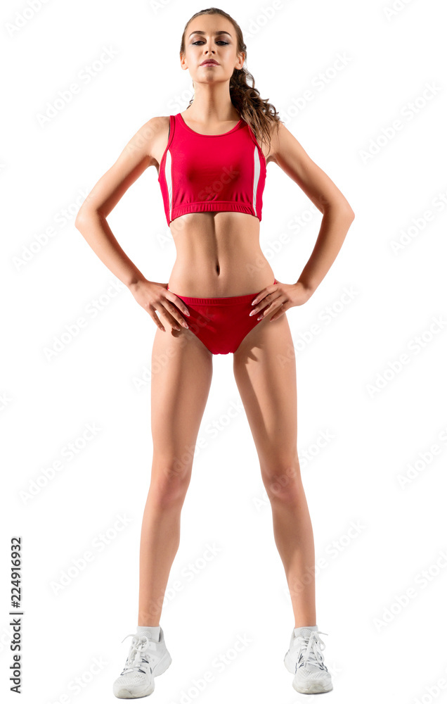 Sporty girl isolated on white Sporty girl isolated on white