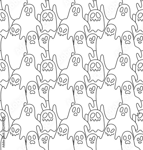Nice linear seamless pattern. Halloween  ghosts. Good for web, print, textile and wrapping paper.