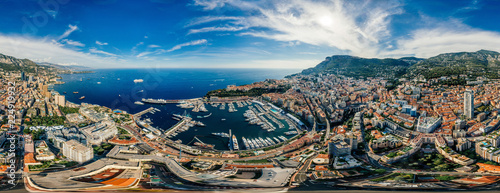 Mountains in Monaco Monte-Carlo city riviera Drone summer photo Air 360 vr virtual reality drone panorama