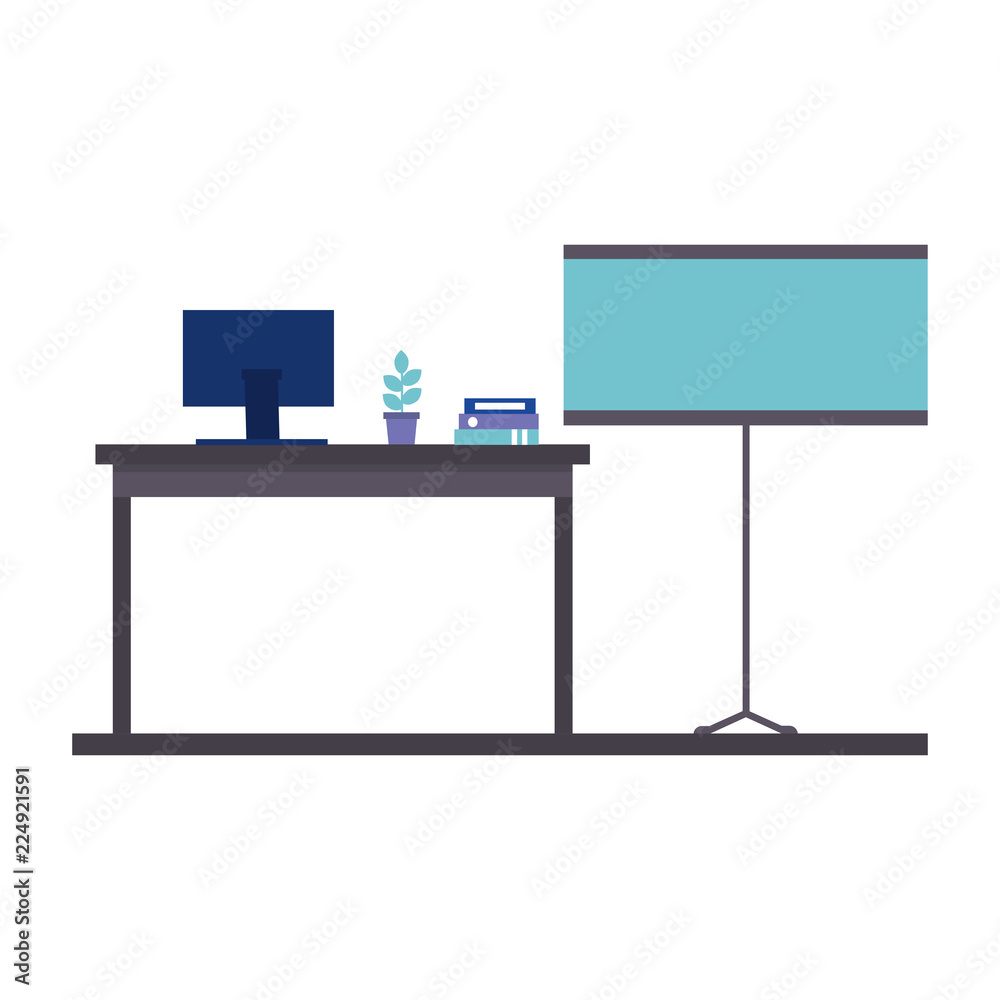 office work place isolated icon