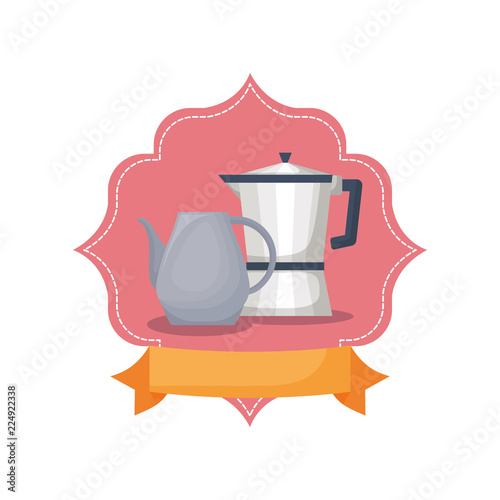 coffee maker and ceramic pitcher banner emblem