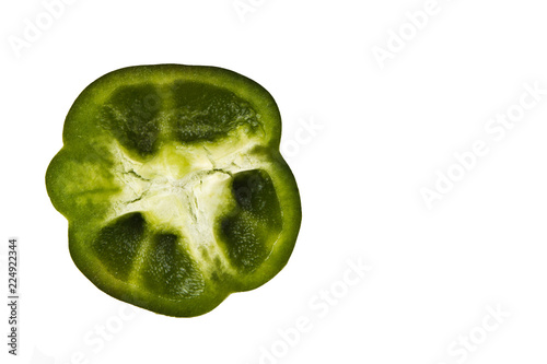 top view bulgarian pepper isolated on white background. healthy nutrition wallpaper.