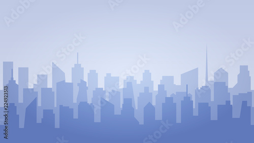 Modern City Skyline. Urban landscape. Flat daytime cityscape buildings. City silhouettes