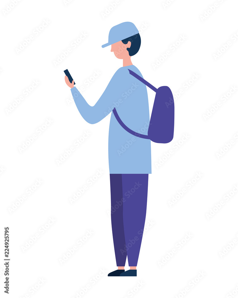 young man using smartphone device
