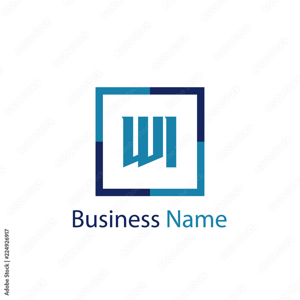 Initial Letter WI Logo Template Design