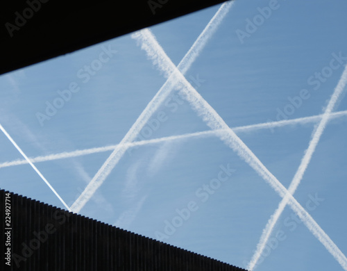 aircraft trails in the sky