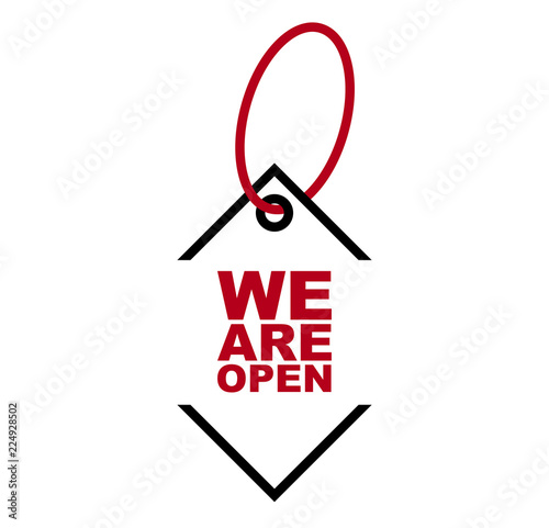 red vector banner we are open