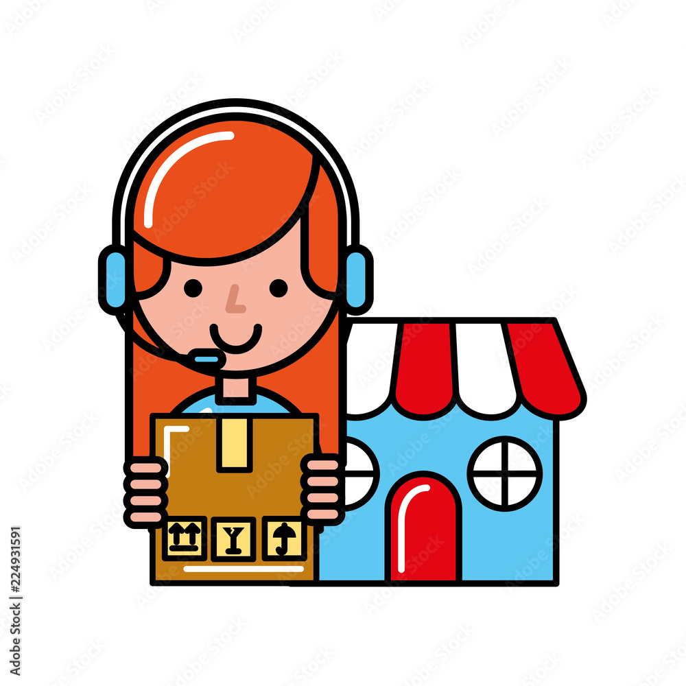 operator girl market cardboard box online shopping operator girl market cardboard box online shopping